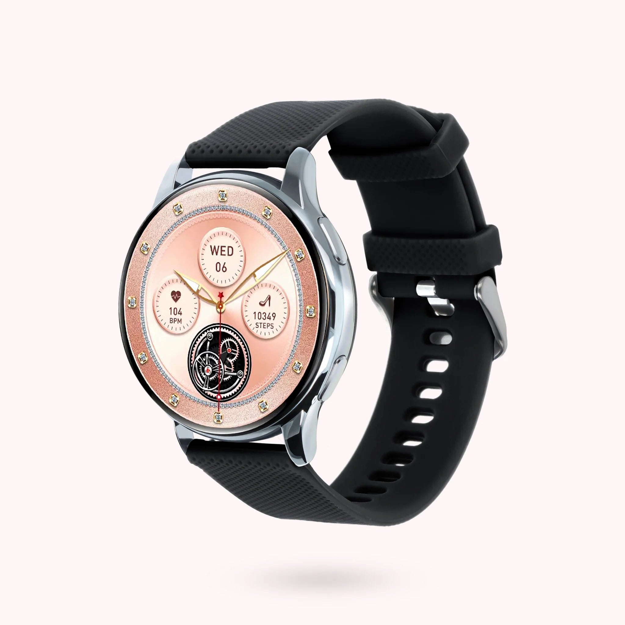 Smartwatch für Frauen - Silbernes Gehäuse, rund, 42 mm