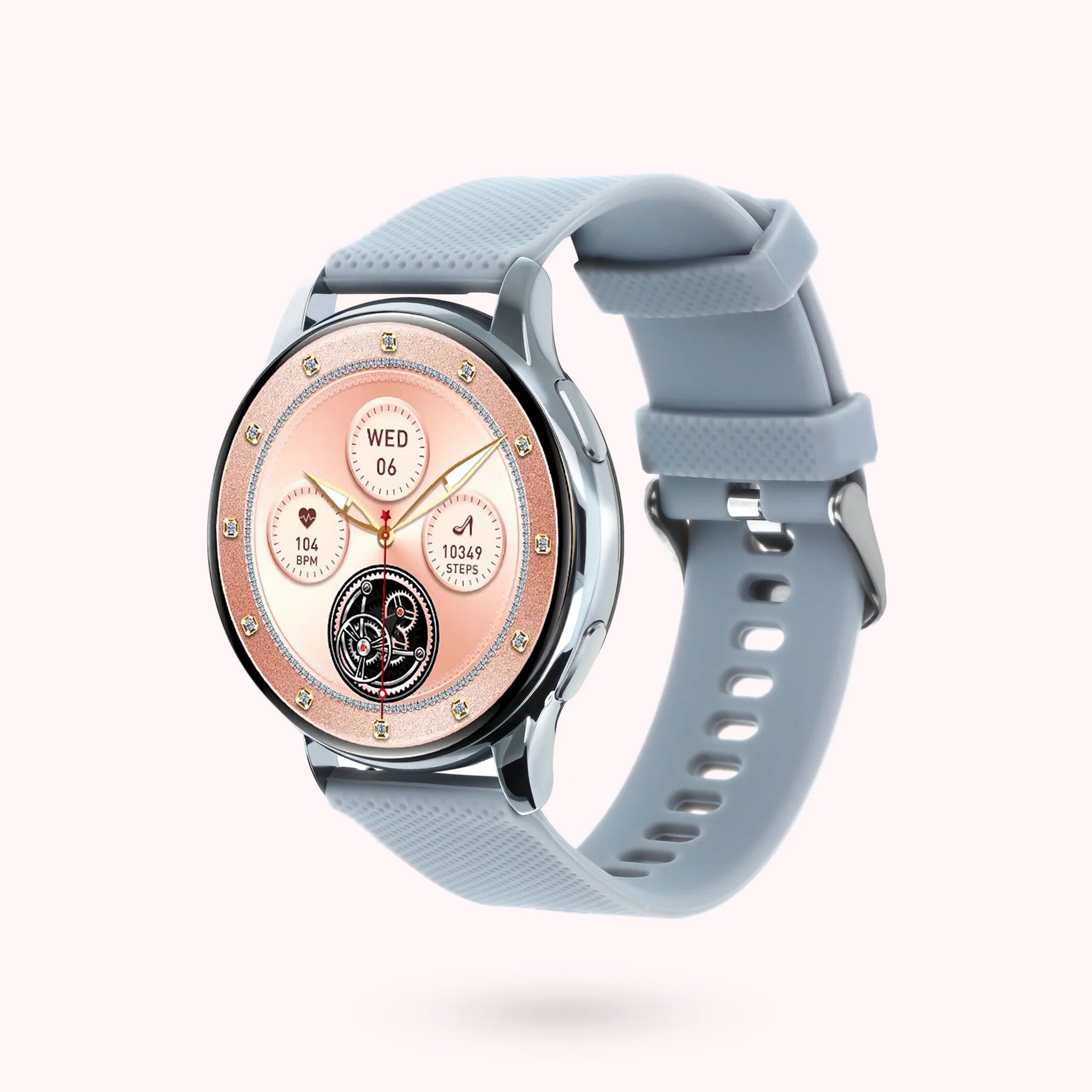 Smartwatch für Frauen - Silbernes Gehäuse, rund, 42 mm