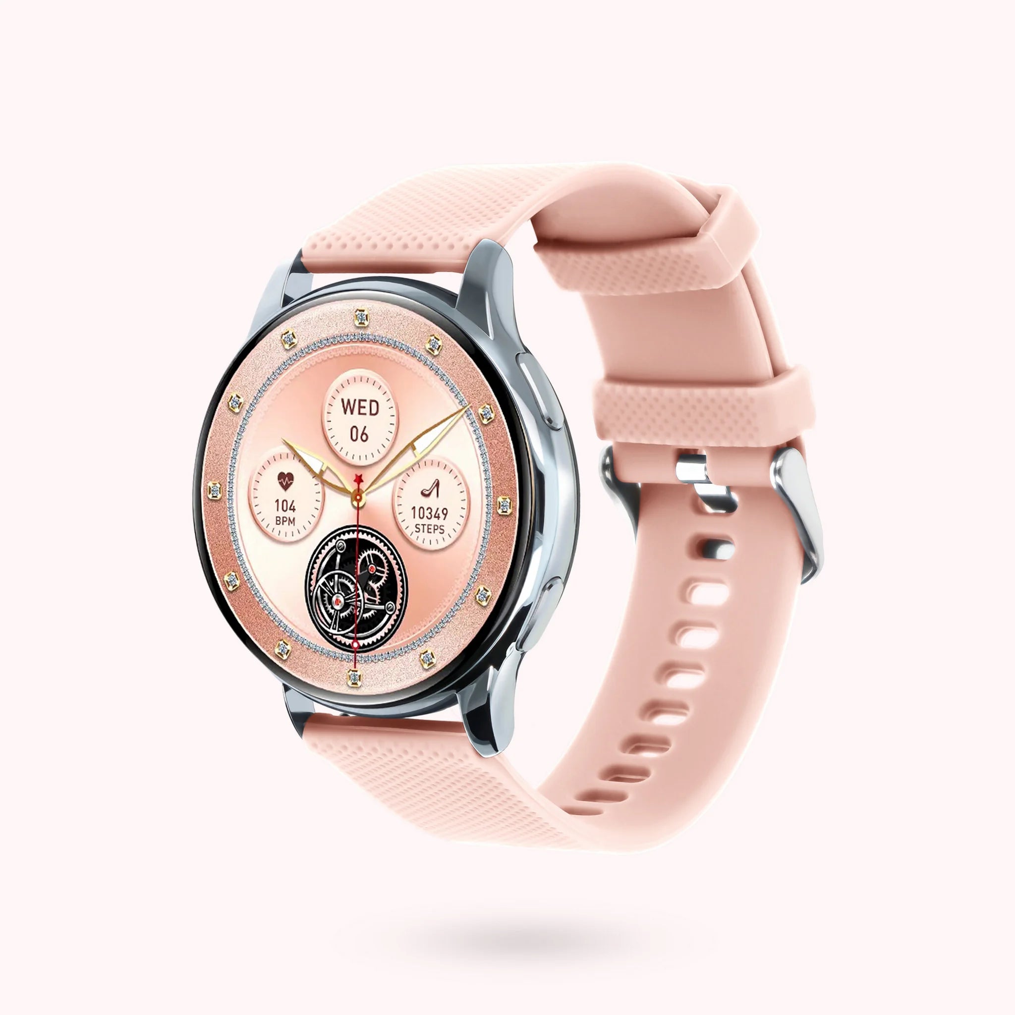 Smartwatch für Frauen - Silbernes Gehäuse, rund, 42 mm