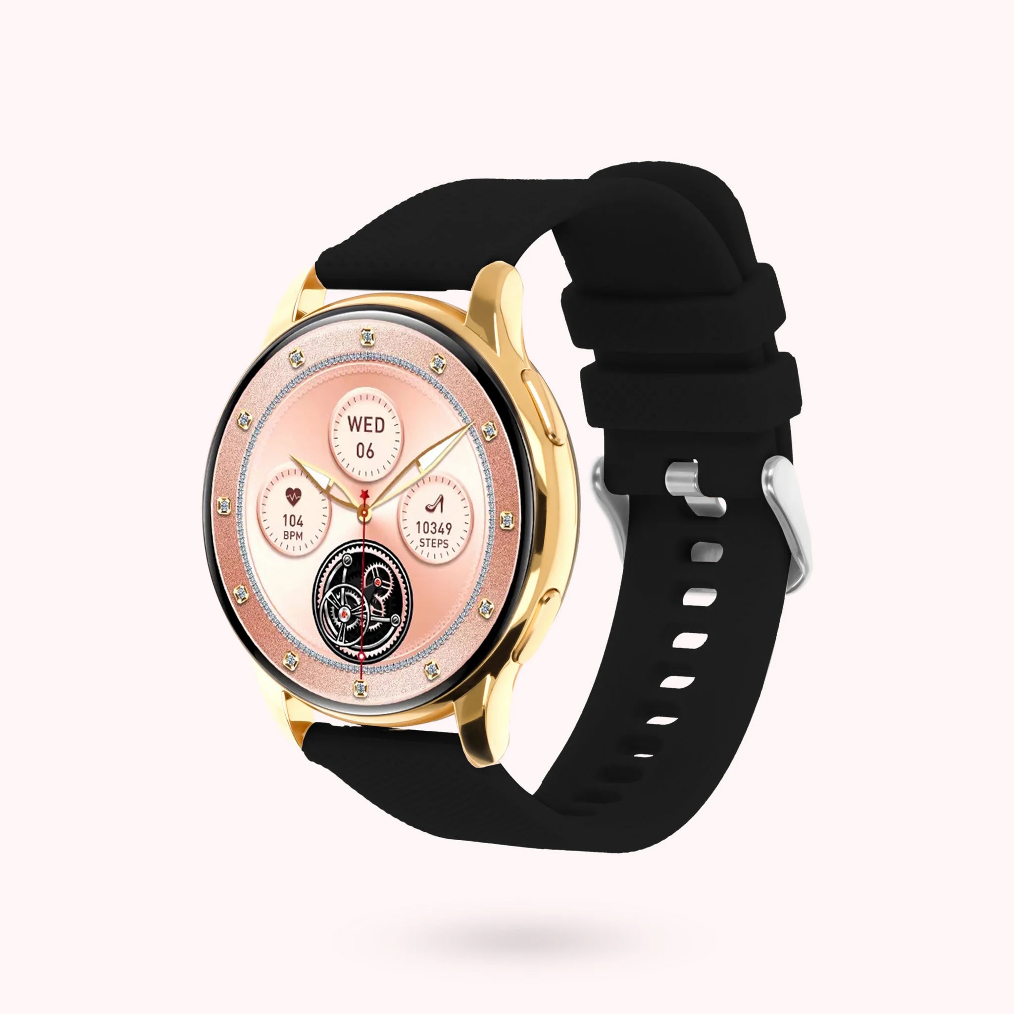 Smartwatch für Frauen - rundes goldenes Gehäuse 42mm
