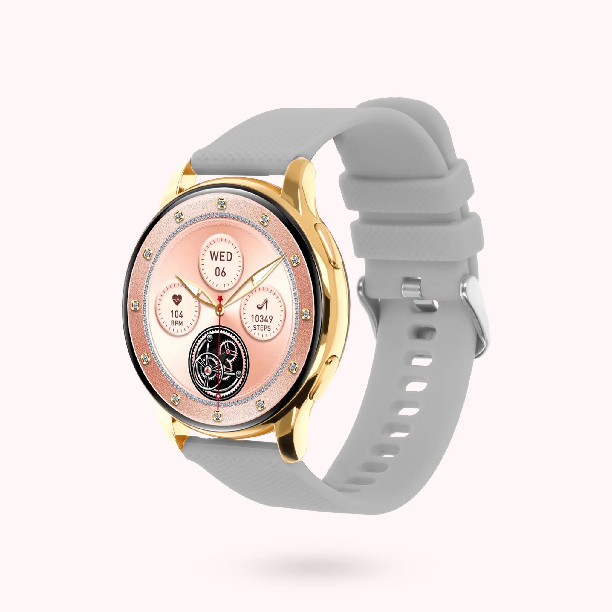 Smartwatch für Frauen - rundes goldenes Gehäuse 42mm