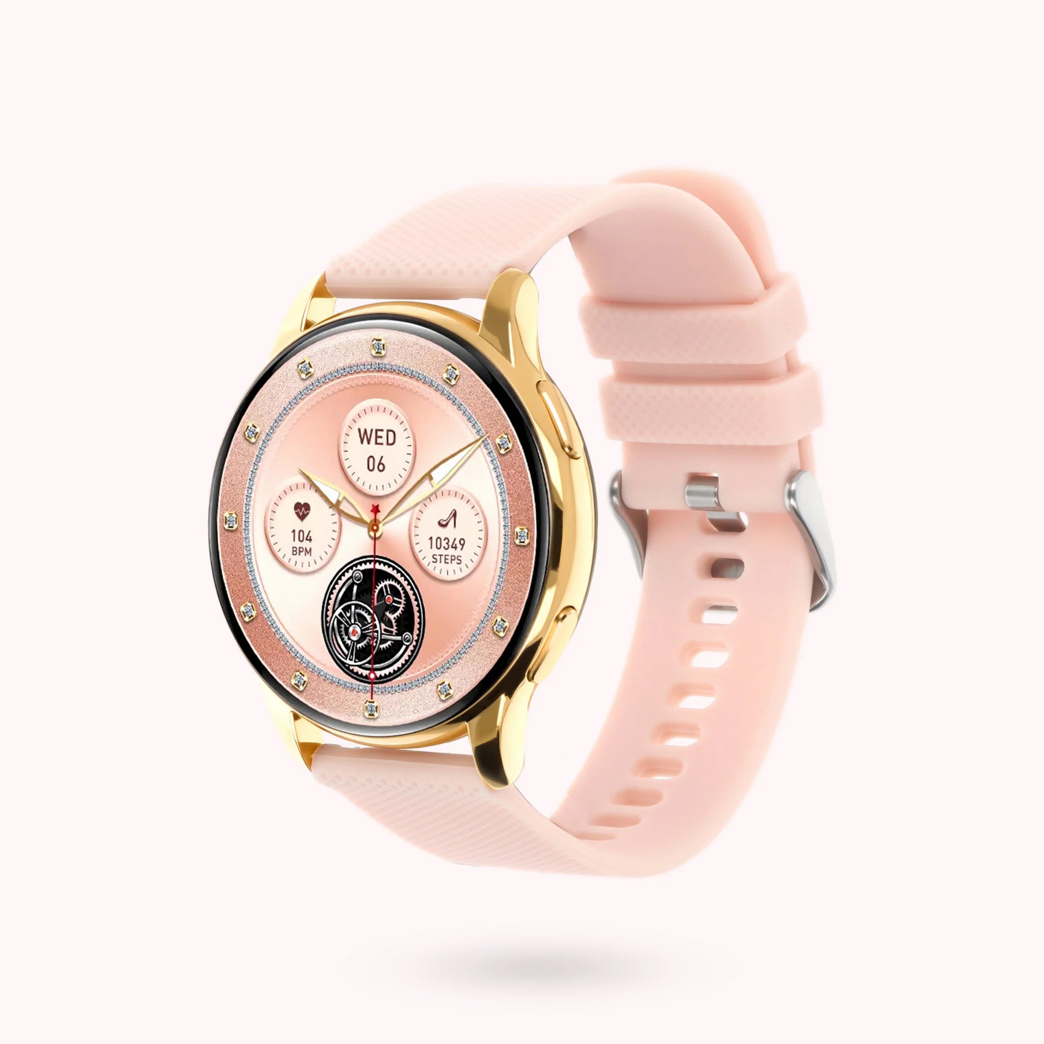 Smartwatch für Frauen - rundes goldenes Gehäuse 42mm