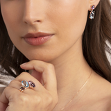 Boucles d'oreilles pendantes en or 9 carats avec pierre taillée au savon naturel