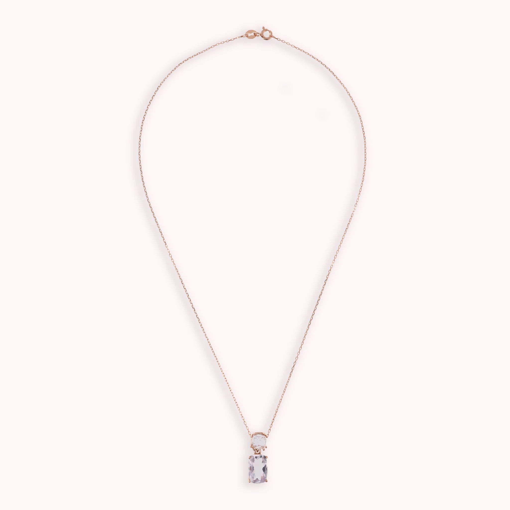 Collana in Oro Rosa 375 con Catena Rolo e Pendente in Pietra Naturale