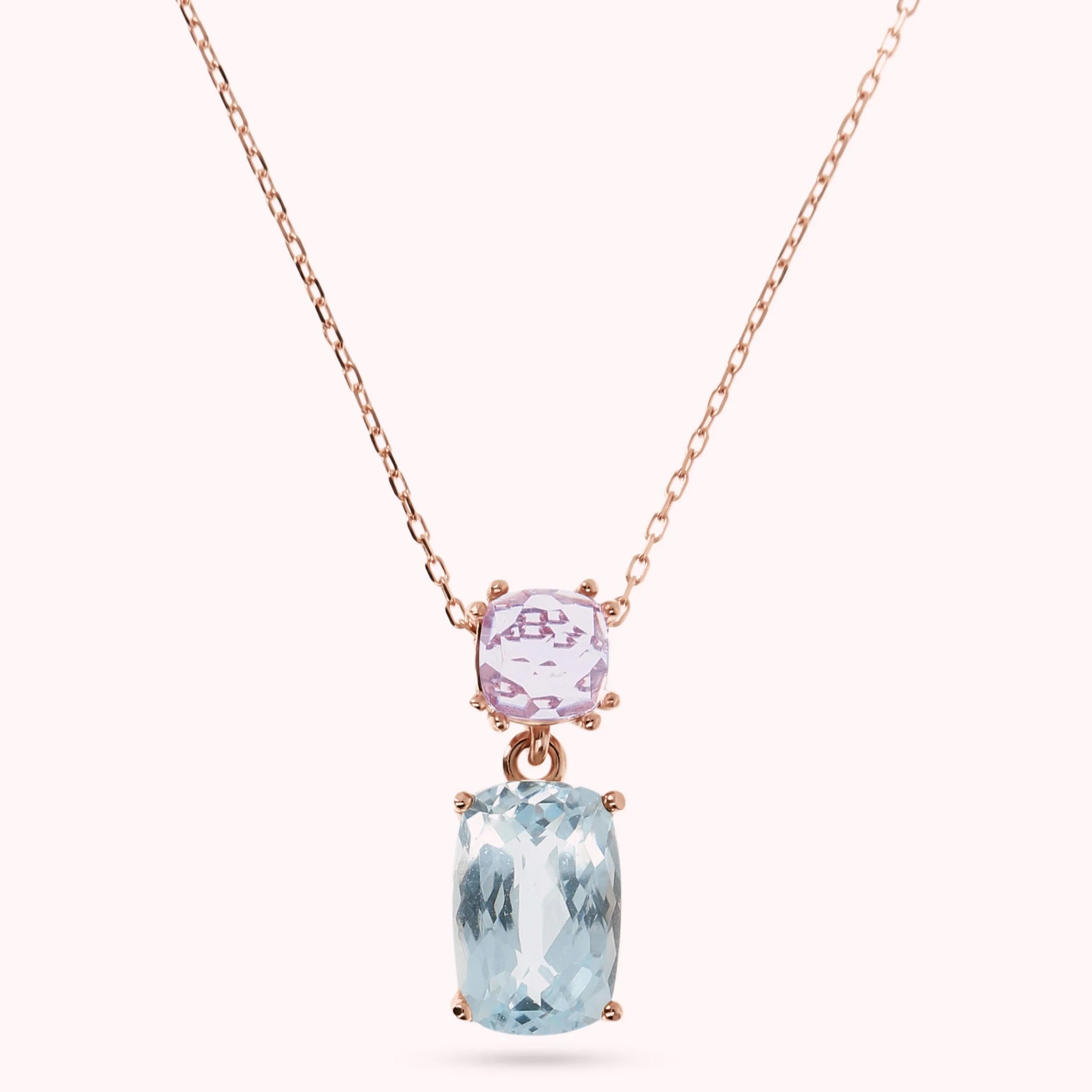 Collana in Oro Rosa 375 con Catena Rolo e Pendente in Pietra Naturale