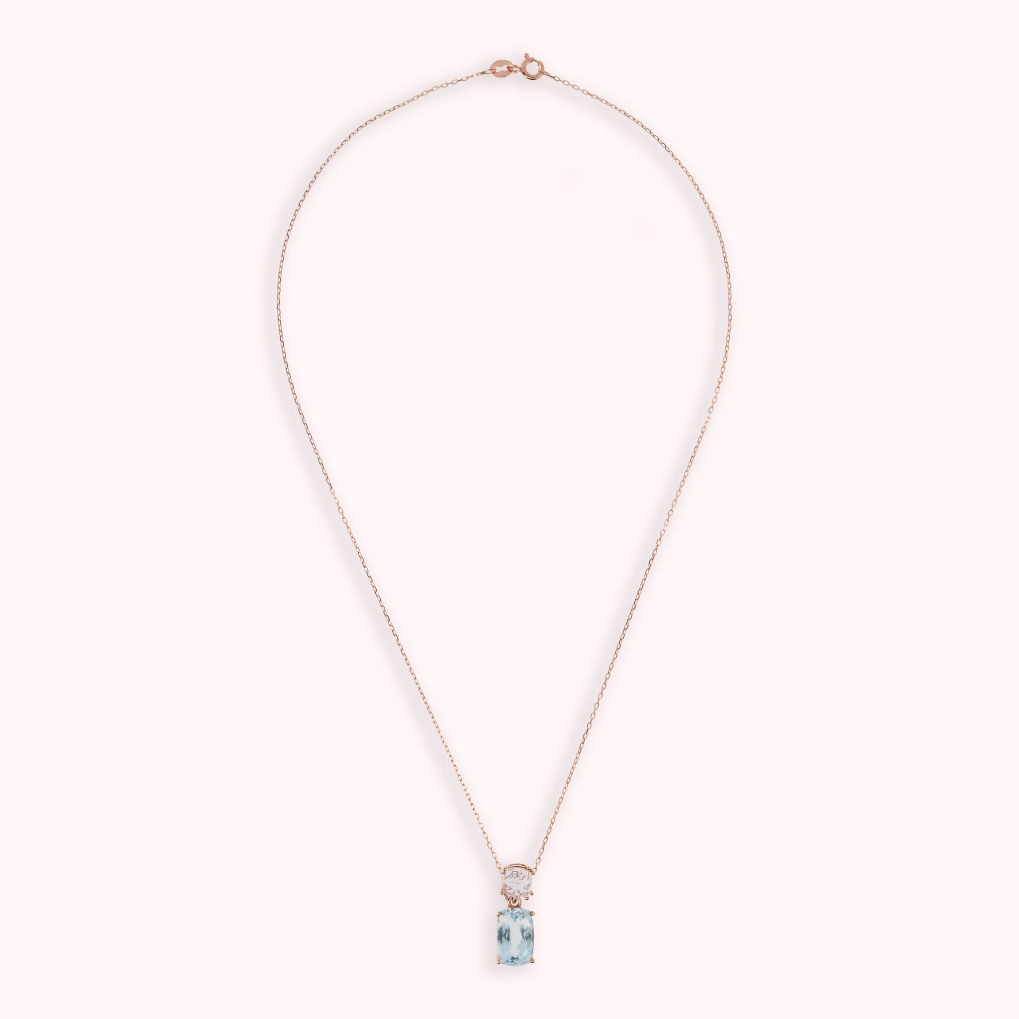 Collana in Oro Rosa 375 con Catena Rolo e Pendente in Pietra Naturale