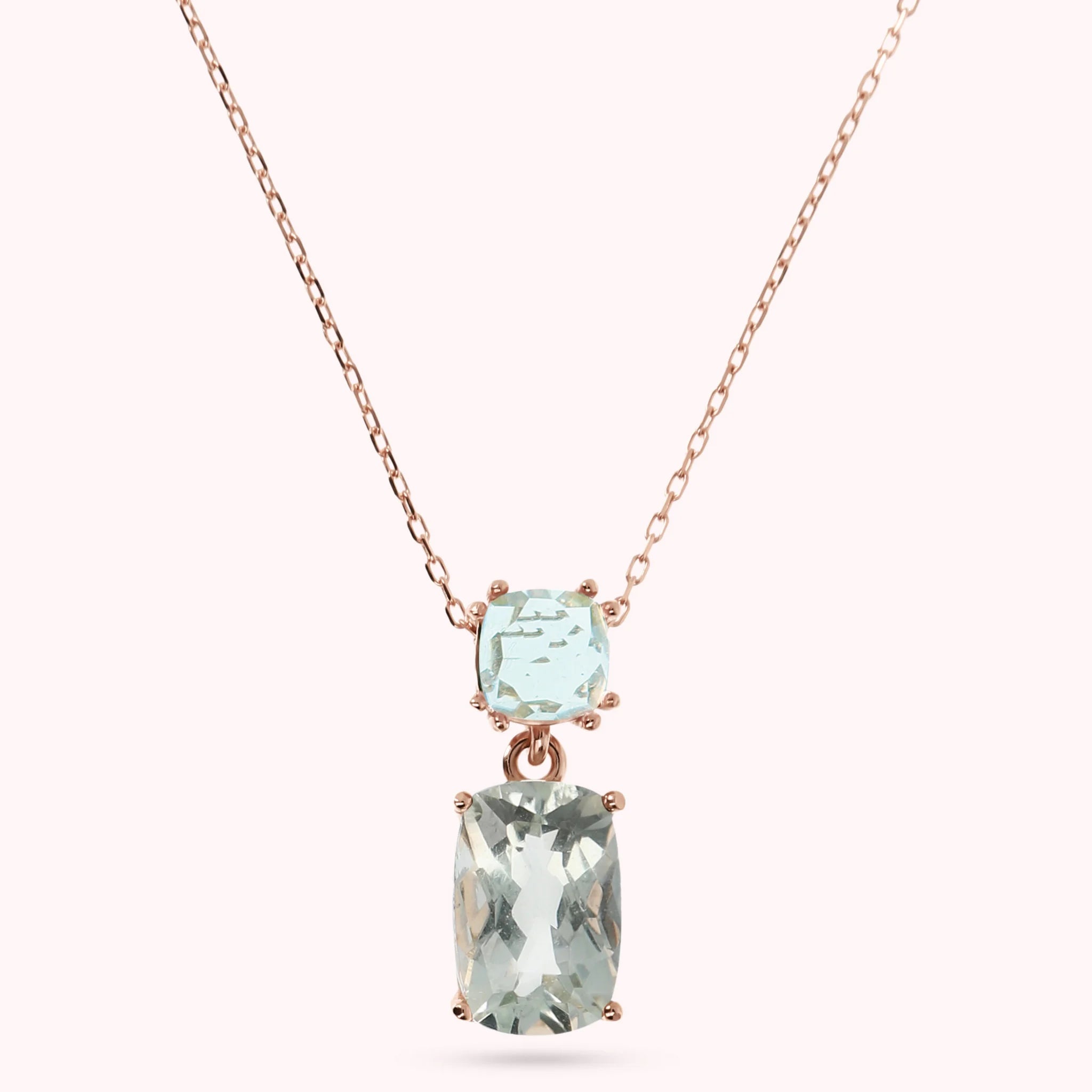 Collana in Oro Rosa 375 con Catena Rolo e Pendente in Pietra Naturale