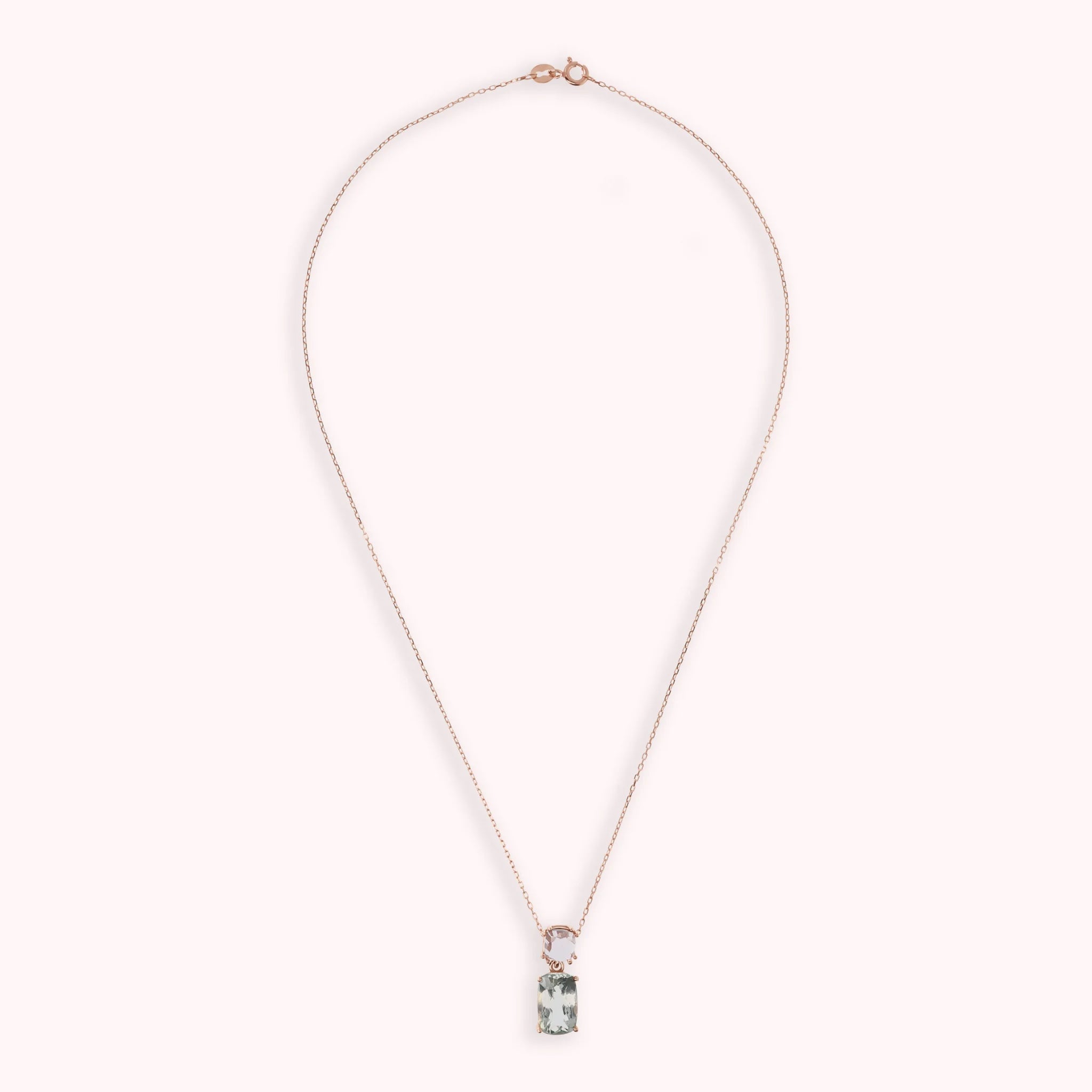 Collana in Oro Rosa 375 con Catena Rolo e Pendente in Pietra Naturale