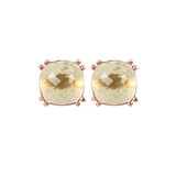 Boucles d'oreilles clous en or 9 carats avec pierre naturelle carrée