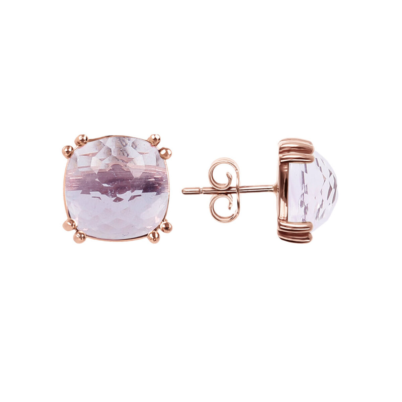 Stud Earrings in 9Kt Gold with Square Natural Stone