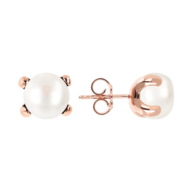 Boucles d'Oreilles Buton avec Perles d'Eau Douce Ø 10 mm
