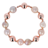 Bracelet with Polished Spheres and Pink Ming Freshwater Cultured Pearls Ø 12 mm