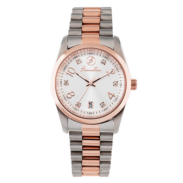 Two-tone steel wristwatch with Cubic Zirconia light points