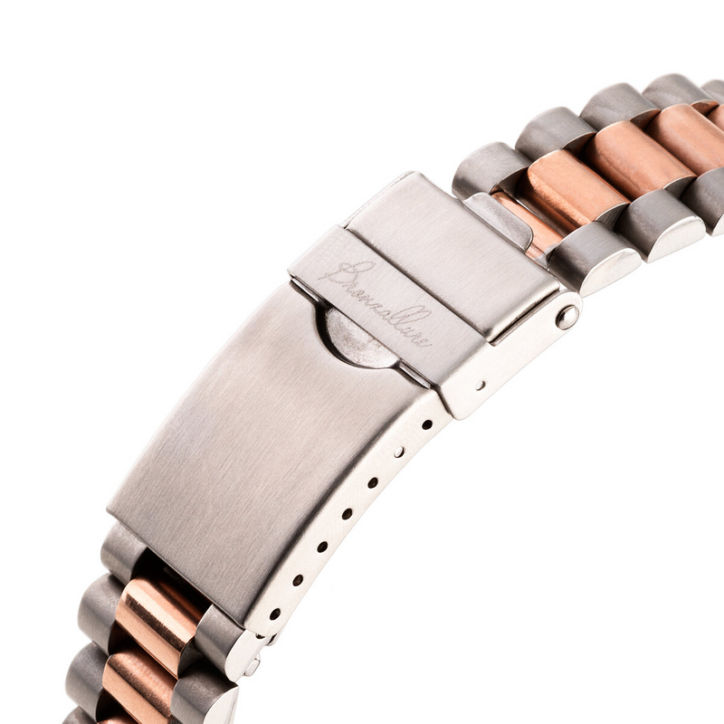 Montre bracelet en acier bicolore avec points lumineux en Oxyde de Zirconium