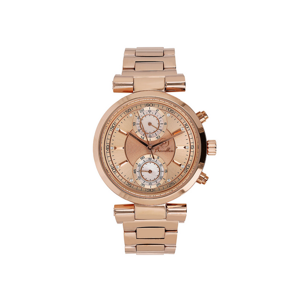 Montre-bracelet chronographe en acier avec points lumineux en zircone cubique