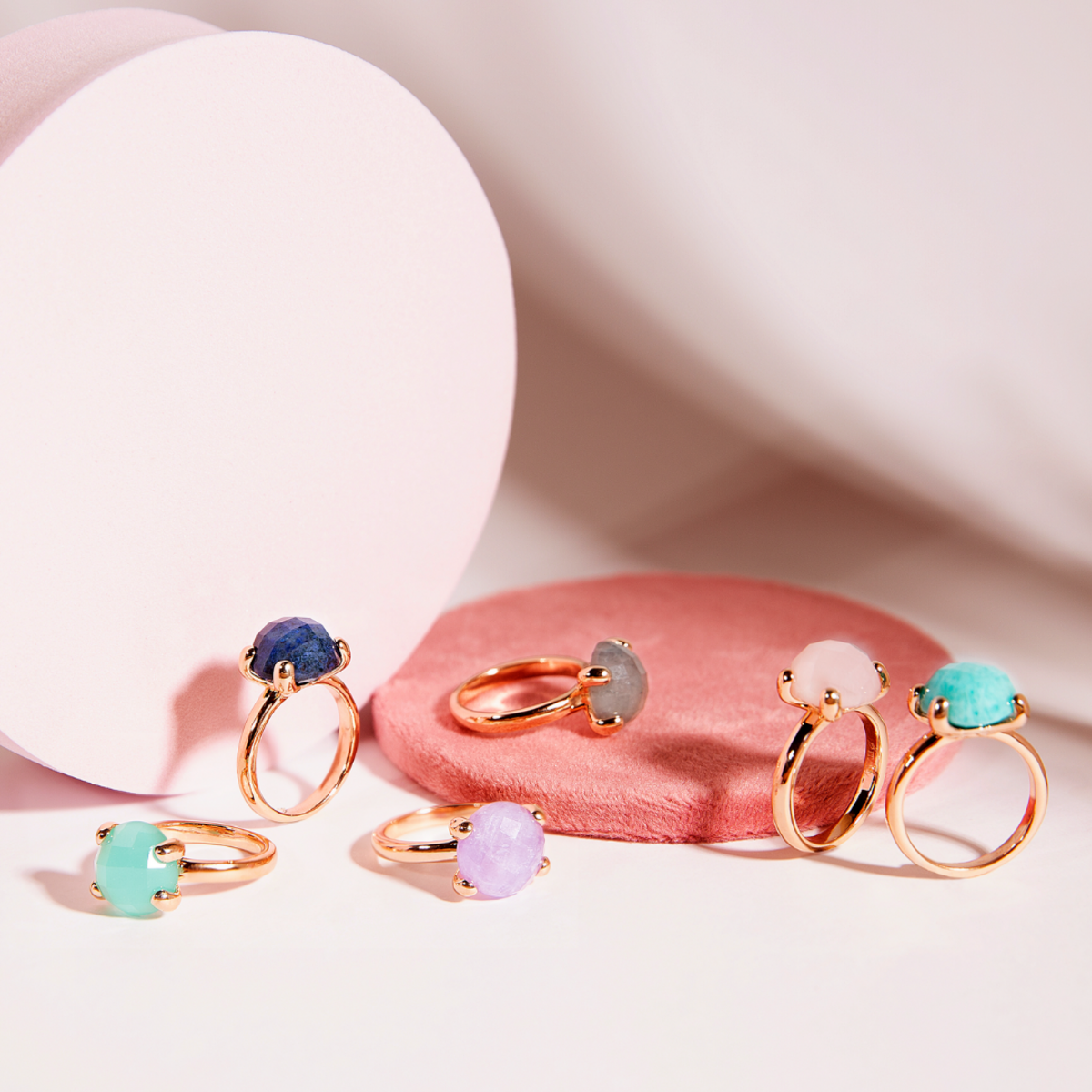 Large Cocktail Ring with Round Natural Stone