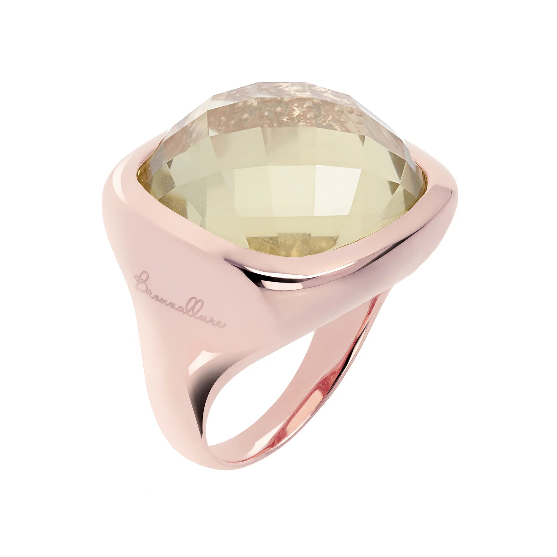 Chevalier-Ring mit facettiertem quadratischem Stein