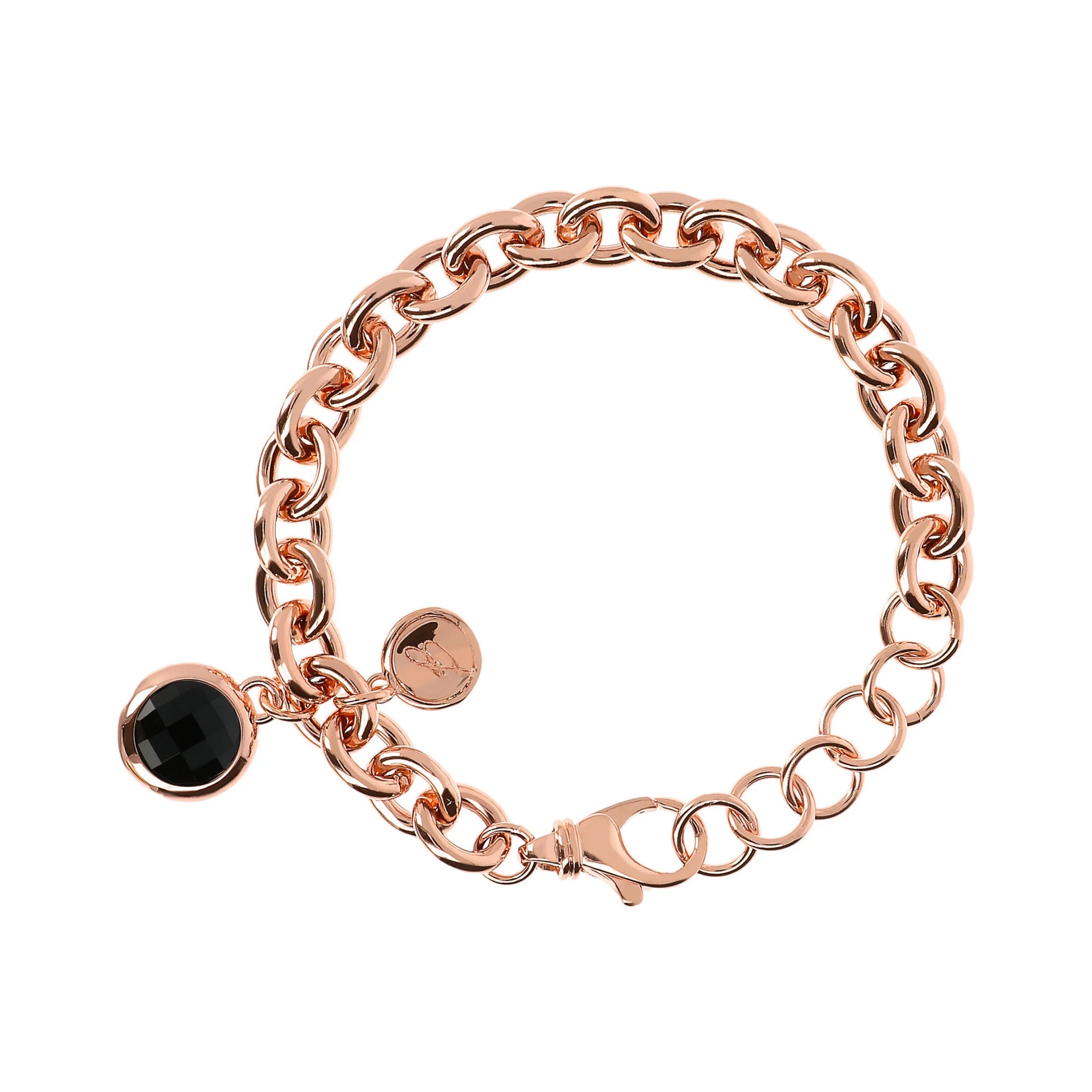 Bracciale Catena Rolo con Ciondolo in Pietra Naturale Tonda
