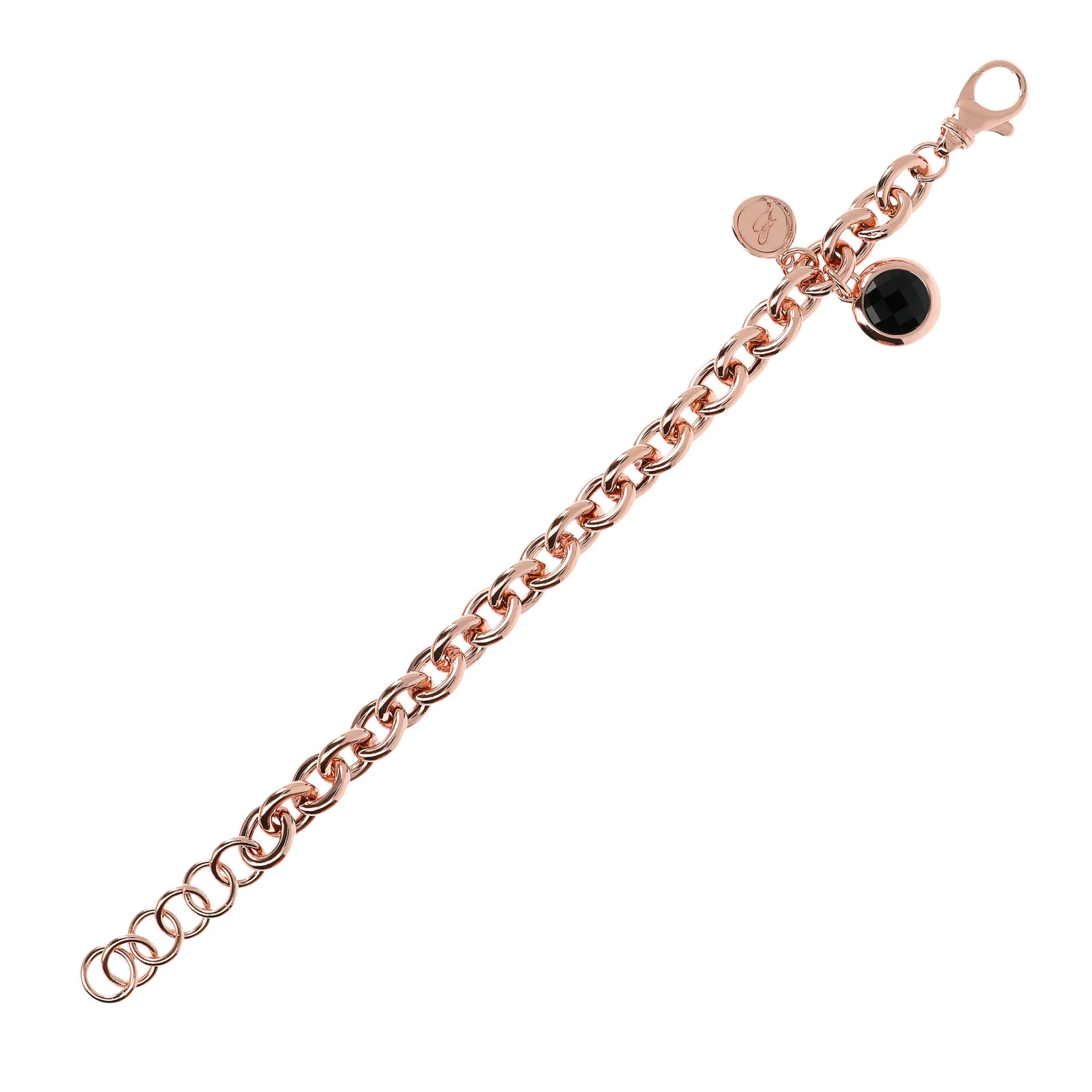 Bracciale Catena Rolo con Ciondolo in Pietra Naturale Tonda