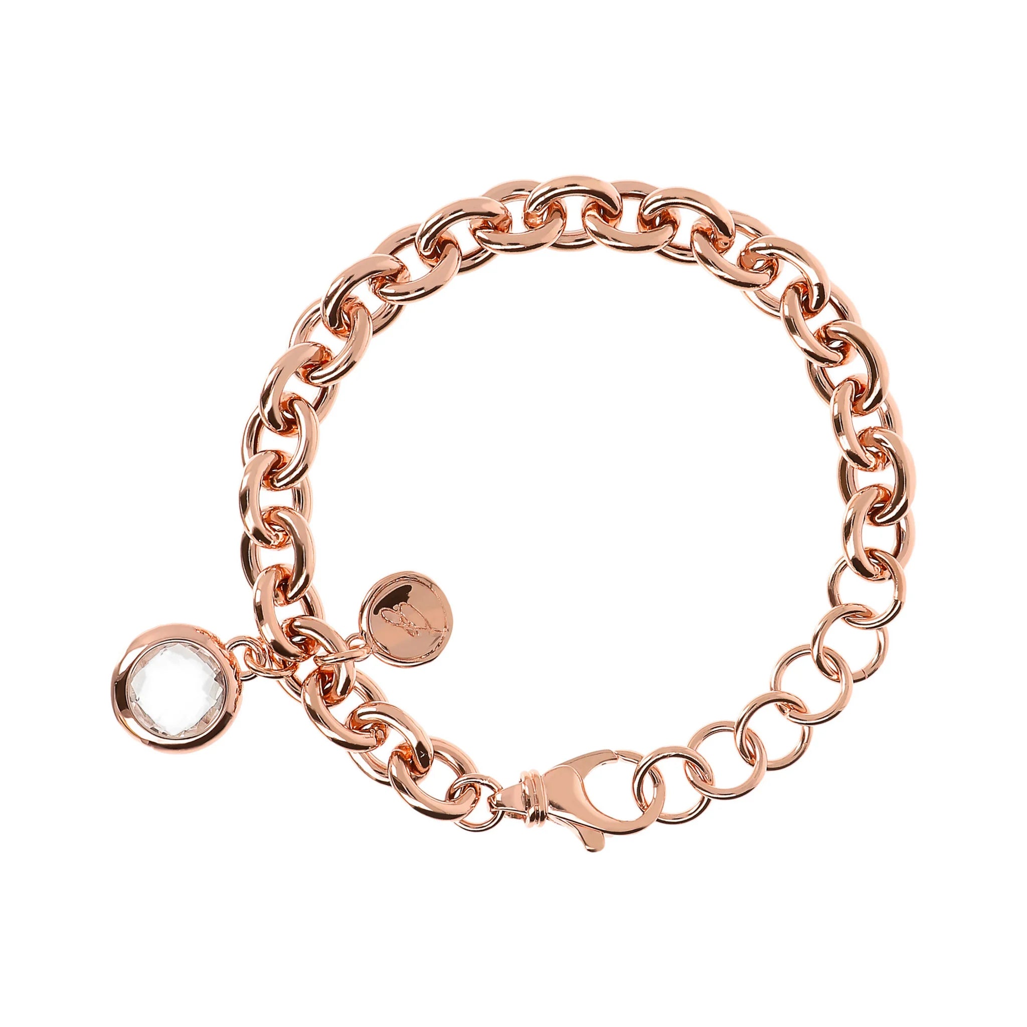 Bracciale Catena Rolo con Ciondolo in Pietra Naturale Tonda