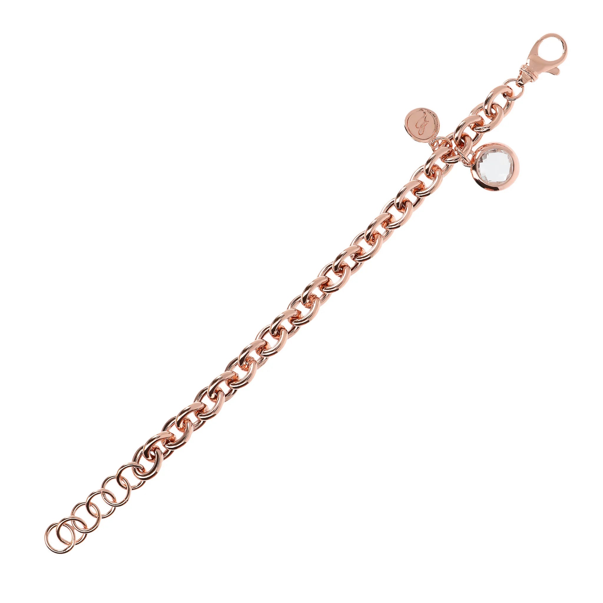 Bracciale Catena Rolo con Ciondolo in Pietra Naturale Tonda