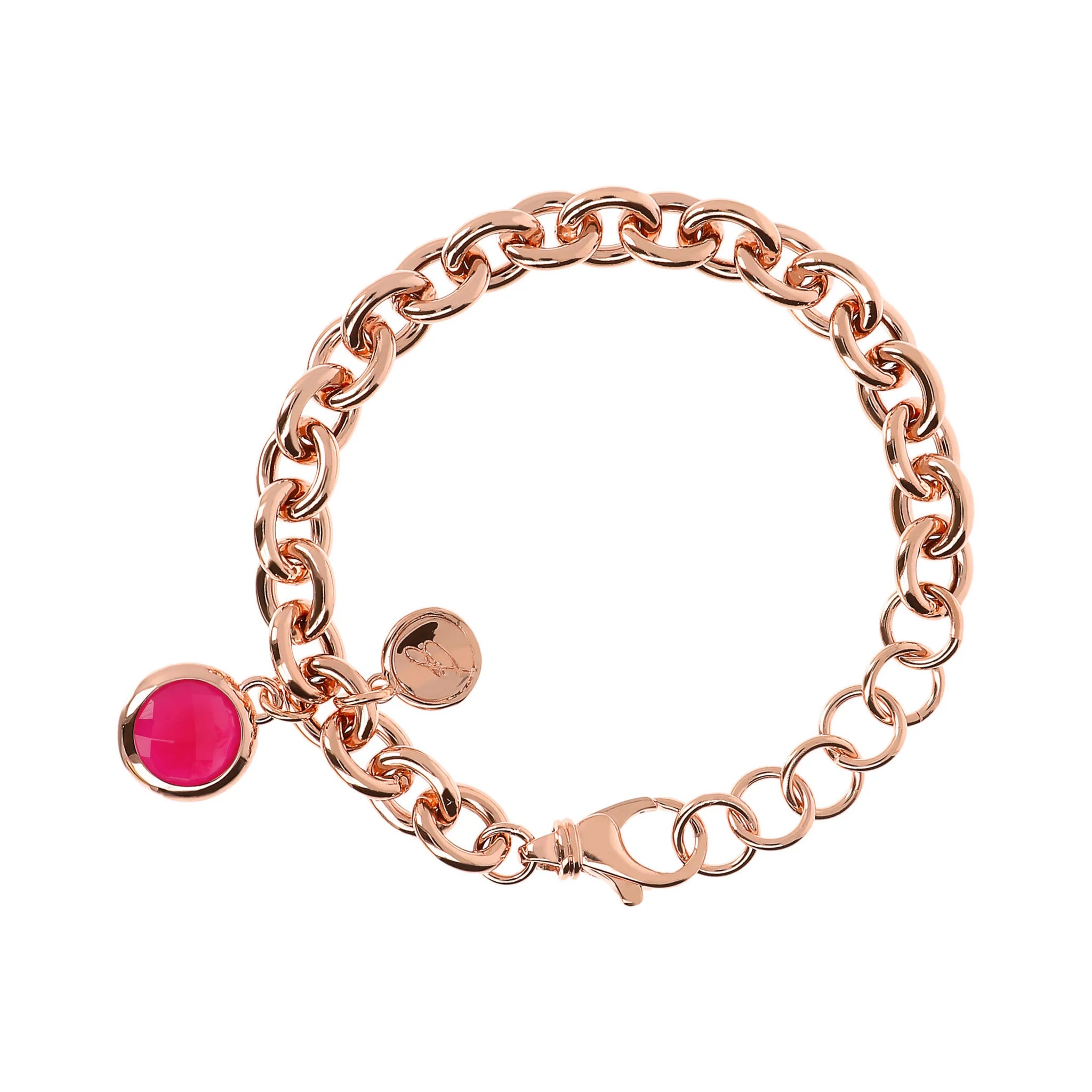 Bracciale Catena Rolo con Ciondolo in Pietra Naturale Tonda