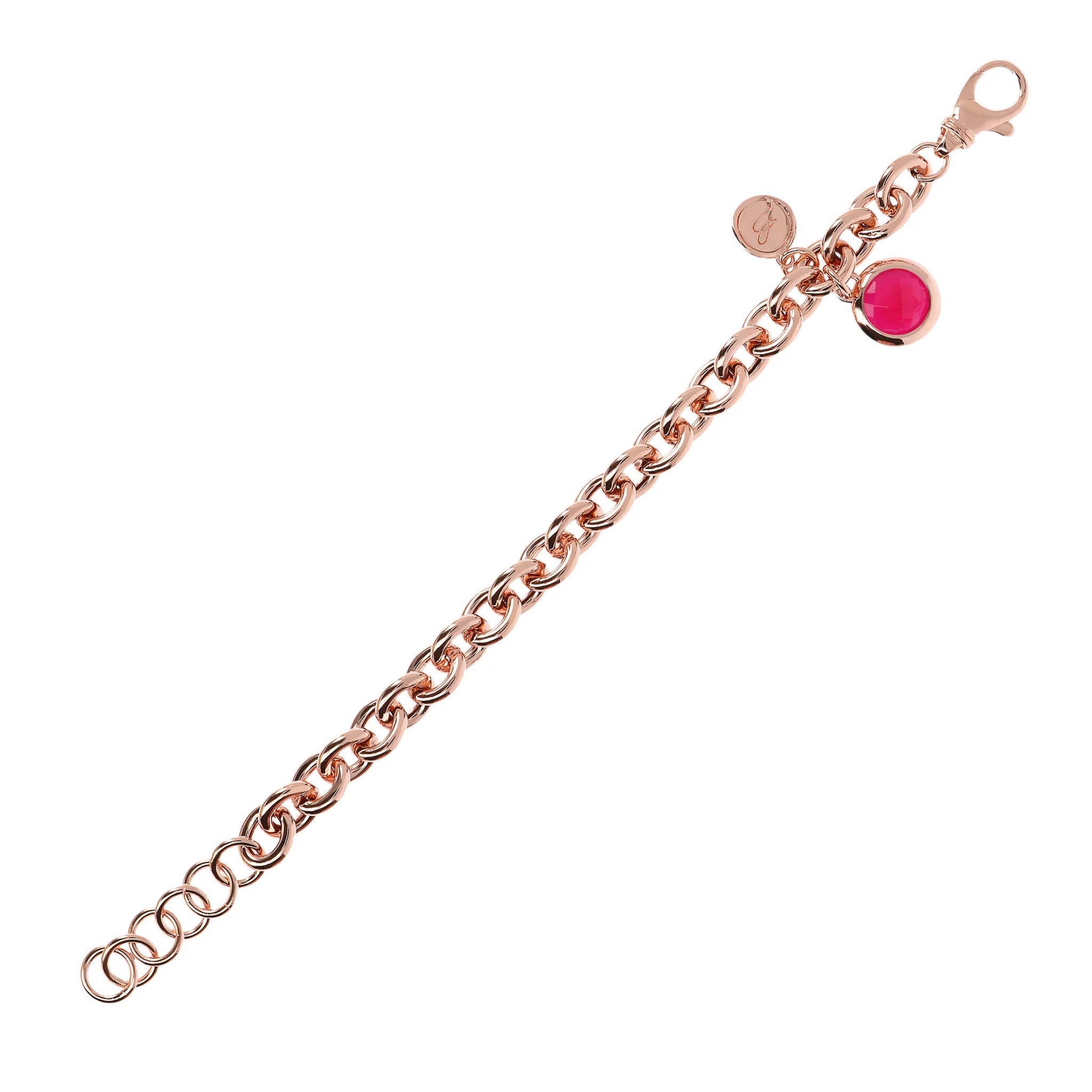 Bracciale Catena Rolo con Ciondolo in Pietra Naturale Tonda