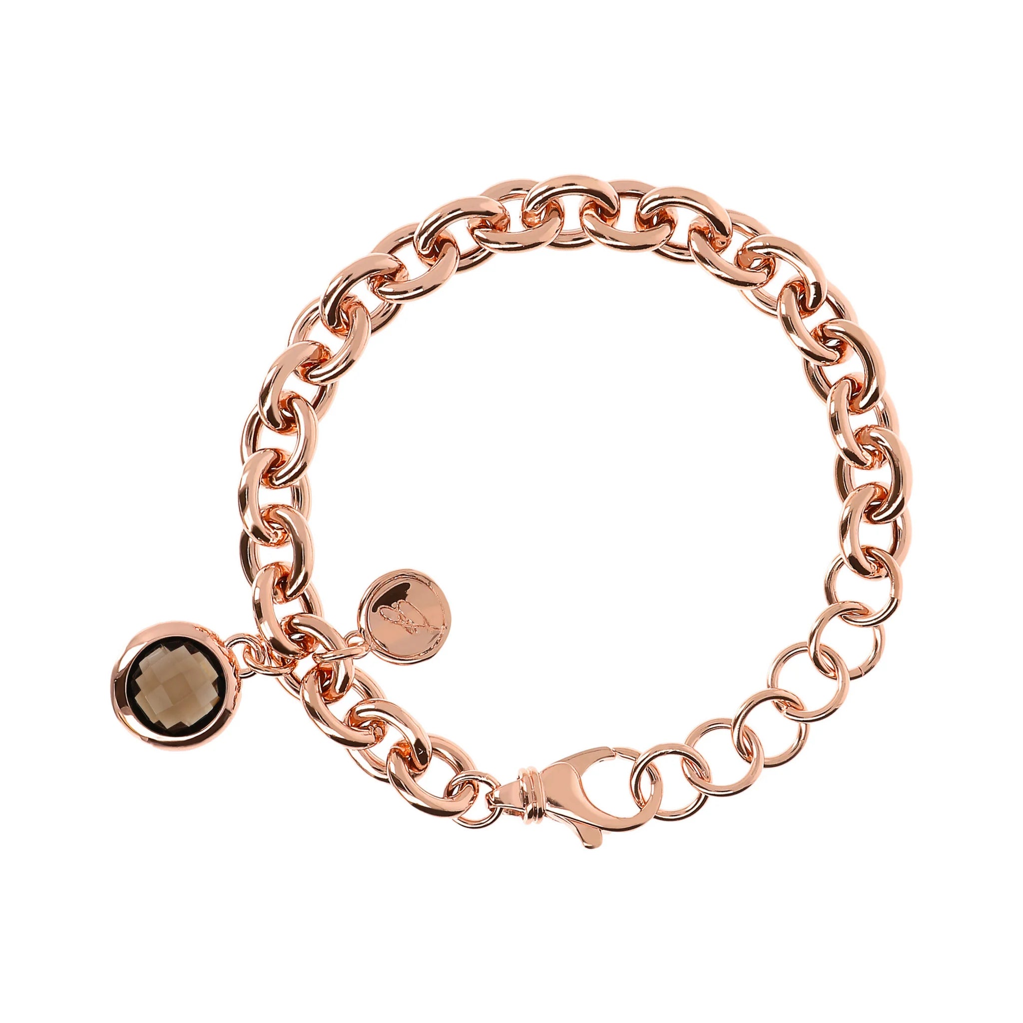 Bracciale Catena Rolo con Ciondolo in Pietra Naturale Tonda