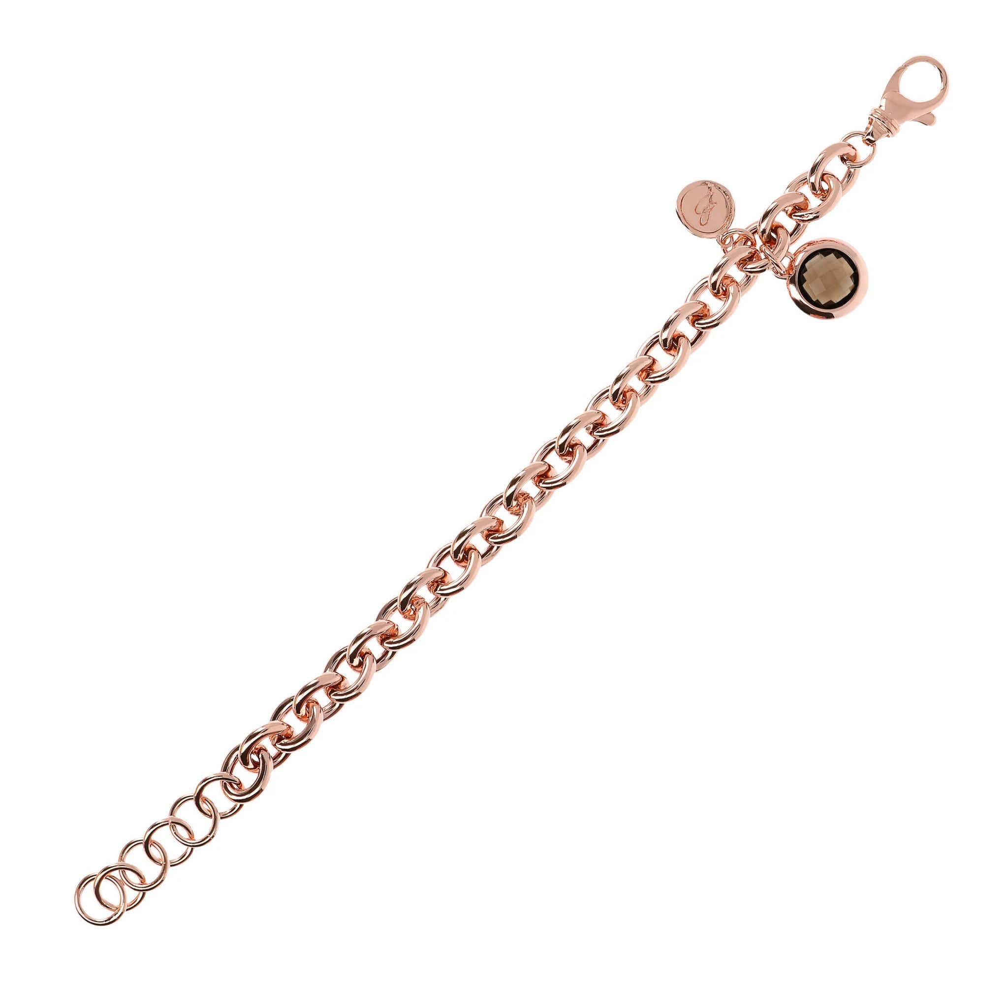 Bracciale Catena Rolo con Ciondolo in Pietra Naturale Tonda