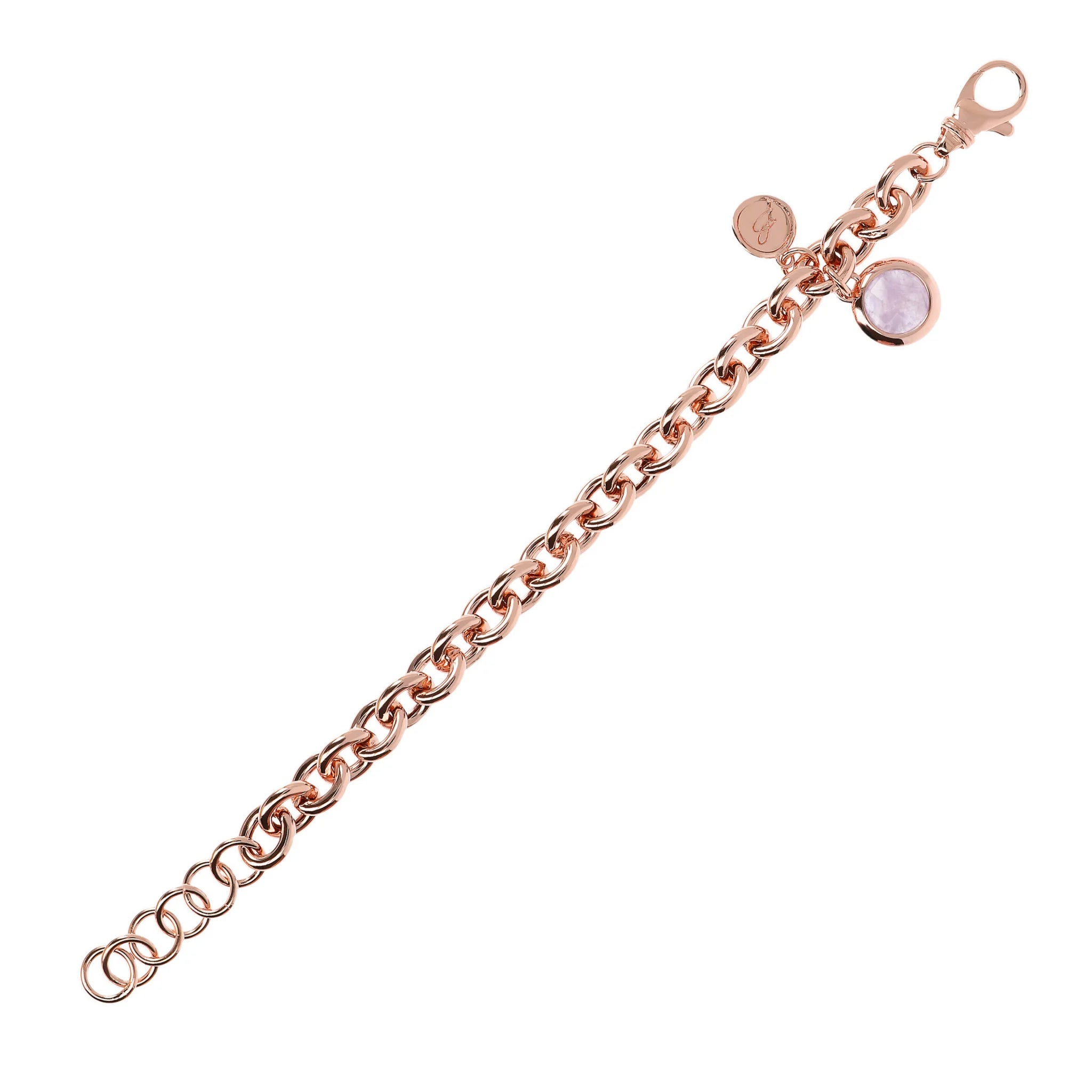 Bracciale Catena Rolo con Ciondolo in Pietra Naturale Tonda