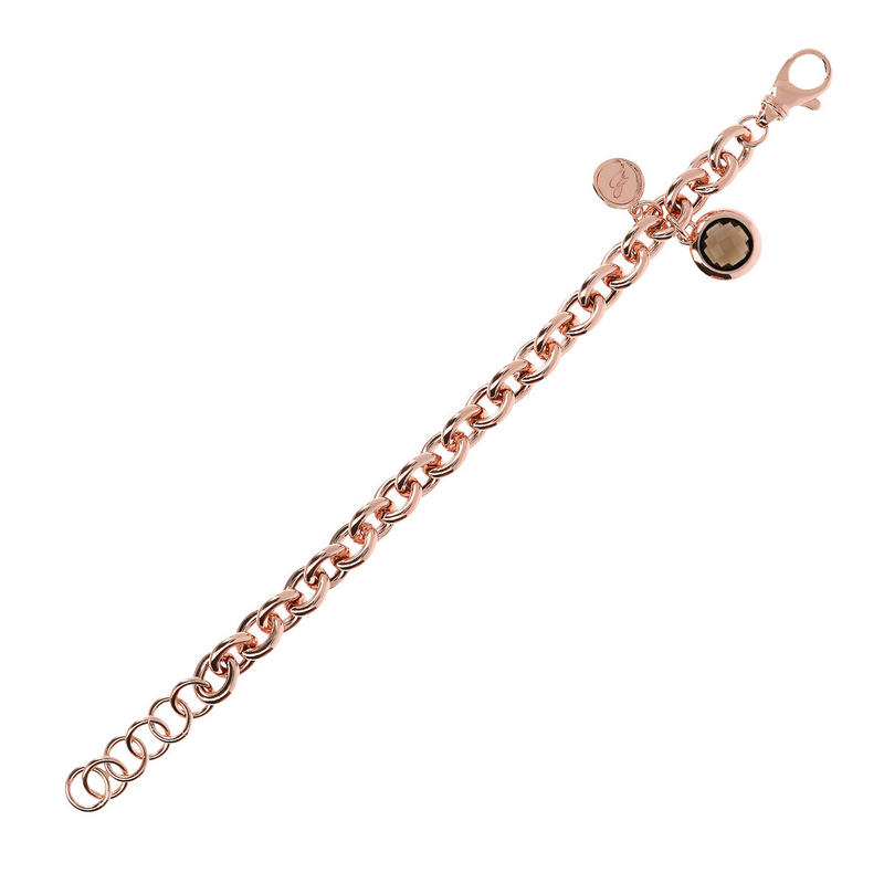 Rolo Chain Bracelet with Round Natural Stone Pendant