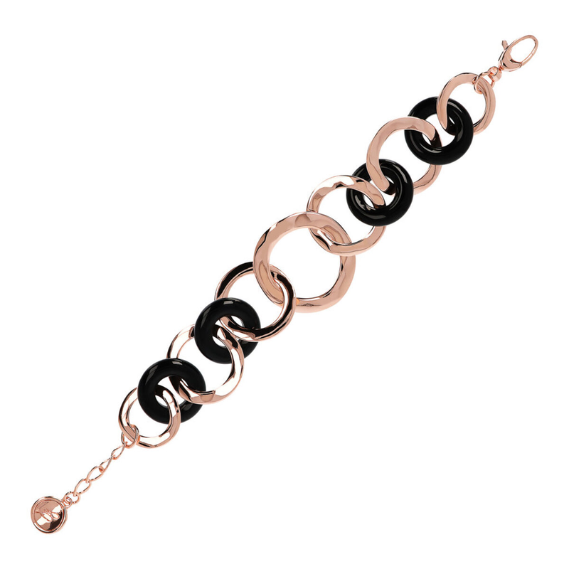 Bracelet with Flat Round Links and Black Onyx