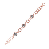 Bracelet à maillons anneaux avec éléments ronds en pierre naturelle