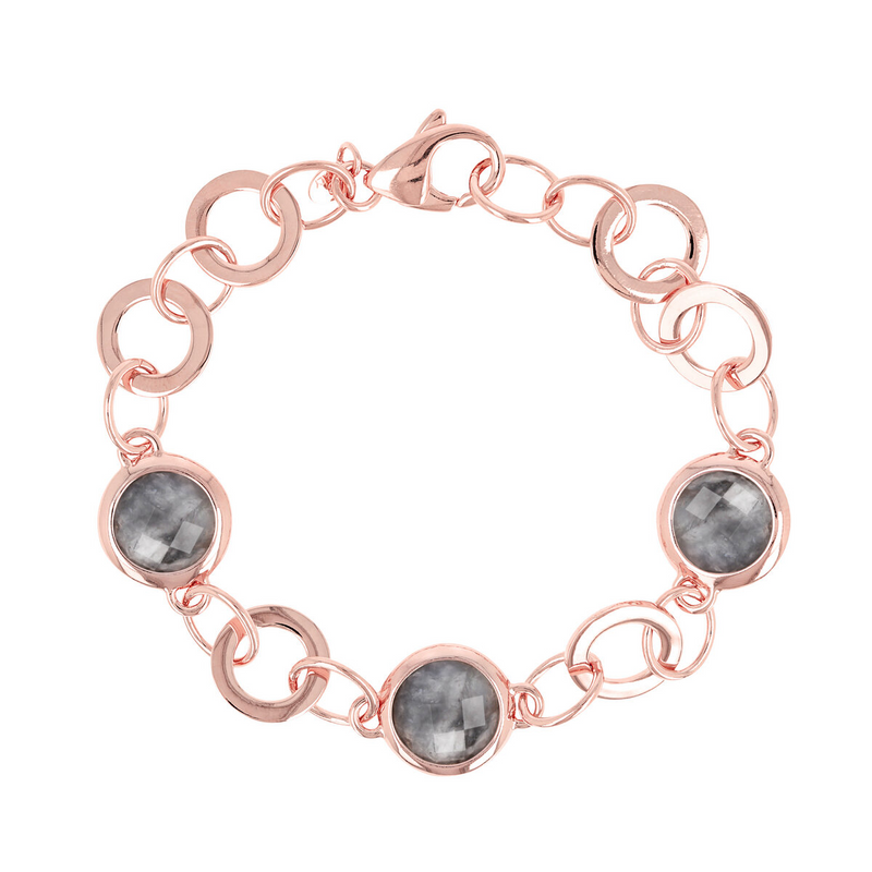 Link Bracelet with Round Elements in Natural Stone