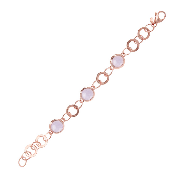 Link Bracelet with Round Elements in Natural Stone