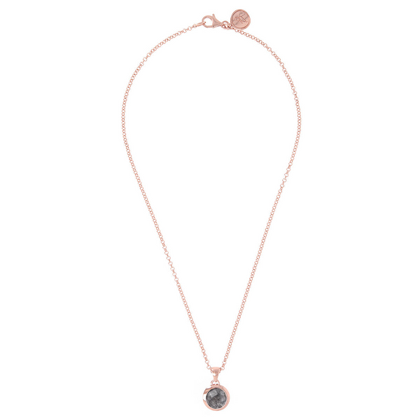 Rolo Chain Necklace with Round Natural Stone Pendant