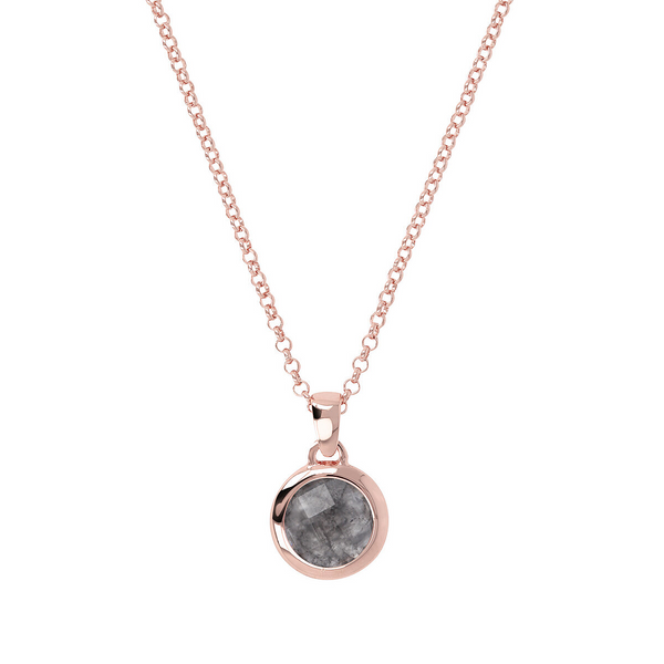 Rolo Chain Necklace with Round Natural Stone Pendant