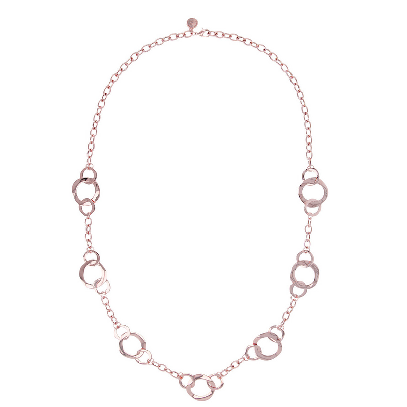 Long Rolo Chain Necklace with Rings 