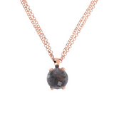 Rolo Double Chain Necklace with Round Natural Stone Pendant