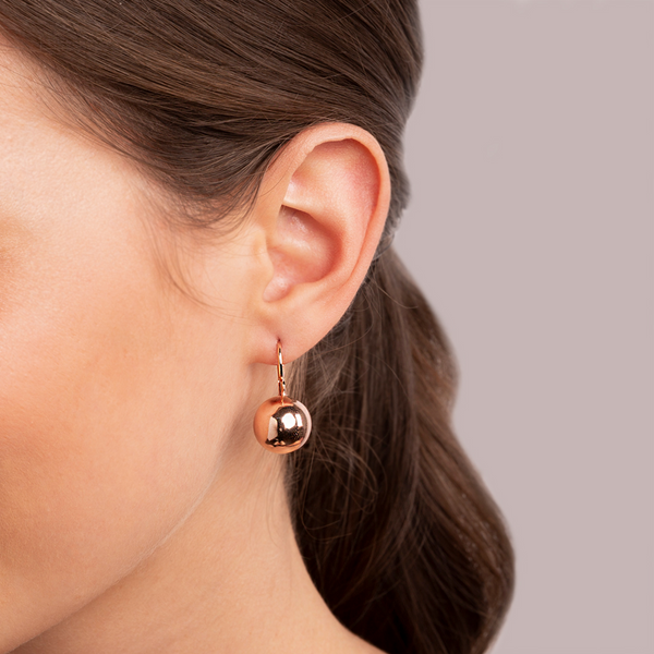Pendant Earrings with Golden Rosé Sphere