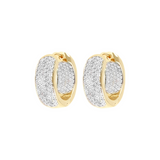 Golden Hoop Earrings with Pavé in Cubic Zirconia