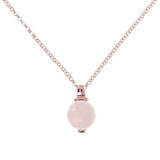 Rolo Chain Necklace with Small Sphere Pendant in Natural Stone