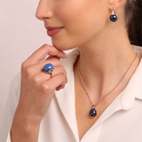 Boucles d'oreilles pendantes avec sphère en pierre naturelle