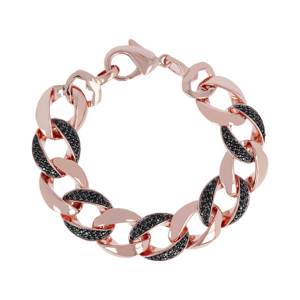 Grumetta Chain Bracelet with Pavé Elements in Black Spinel or Cubic Zirconia