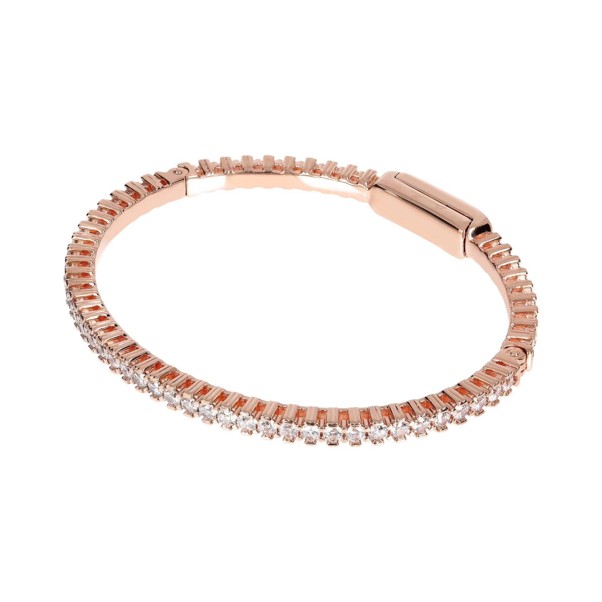 Bracciale Tennis Rigido con Spinello Nero o Cubic Zirconia