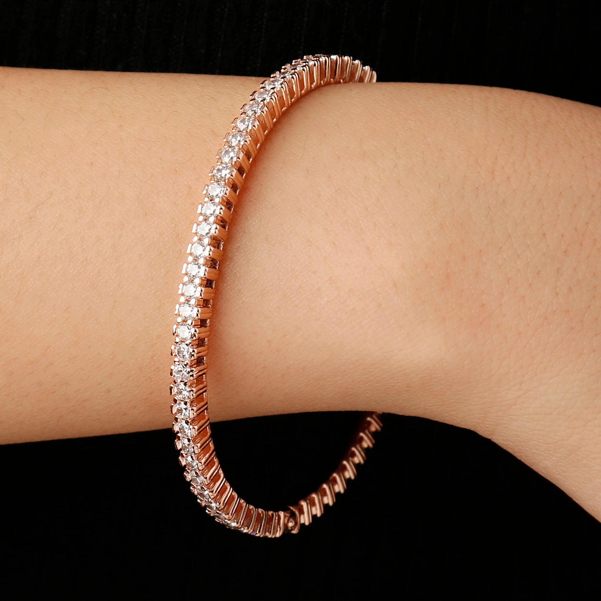 Bracciale Tennis Rigido con Spinello Nero o Cubic Zirconia