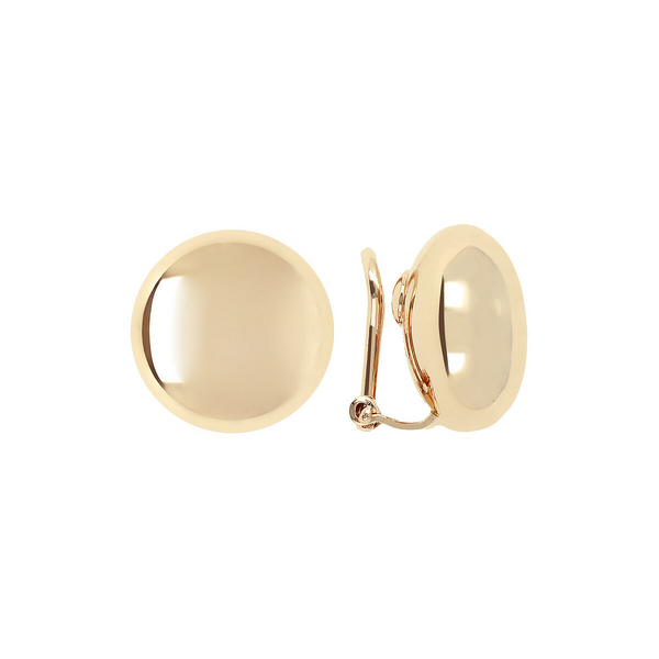 Golden Button Earrings with Clip