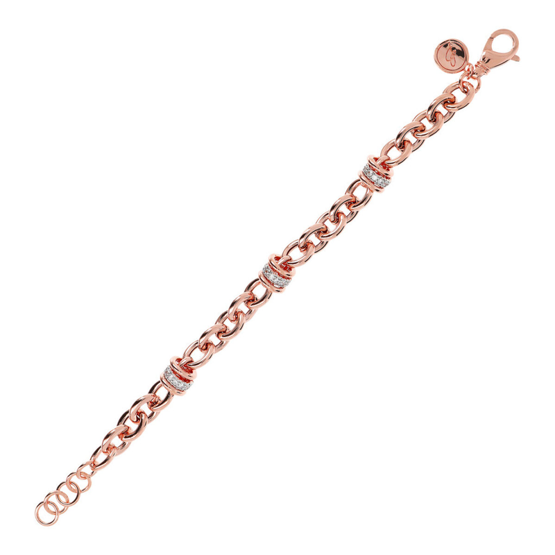 Rolo Chain Bracelet and Pavé Rondelle in Cubic Zirconia