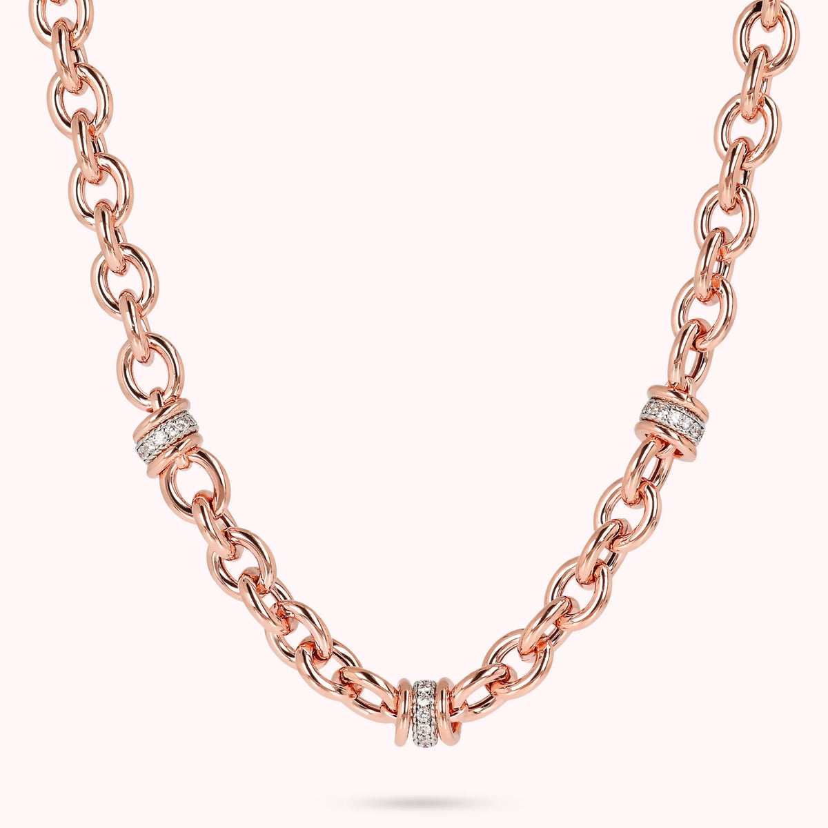 Golden Rose and Cubic Zirconia Necklace