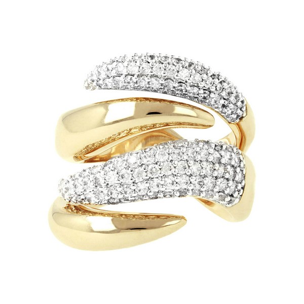Contrarié Golden Ring with Pavé in Cubic Zirconia